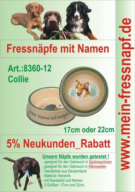 Fressnapf, Hundenapf mit Namen - Collie - Haustiere - Freiberg